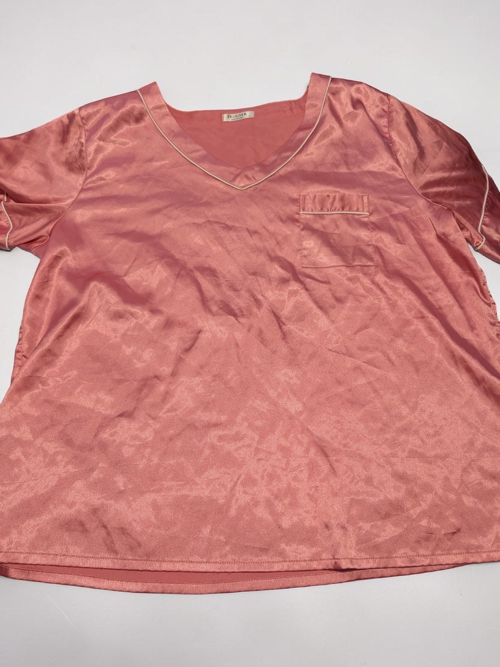 Ekouaer Silk Pajama for Women Short Sleeve Satin Pj Set Size XL Pink (EUC) - Picture 6 of 11